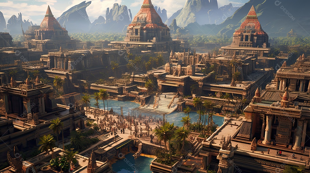 Ilustração da cidade asteca