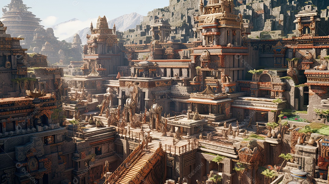 Ilustração da cidade asteca