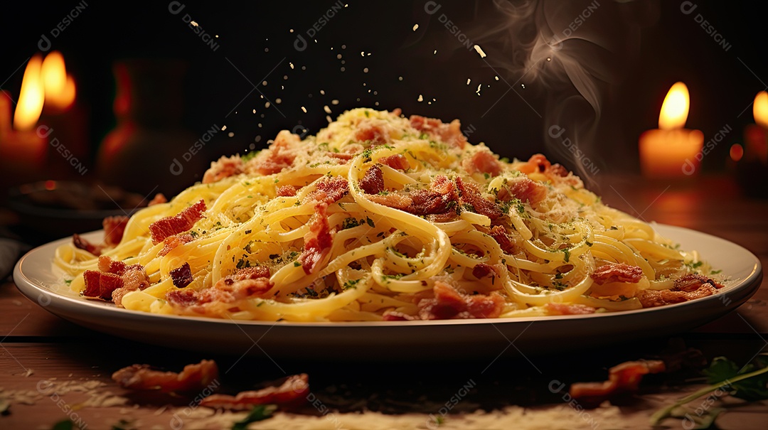 Ilustração de uma carbonara cremosa
