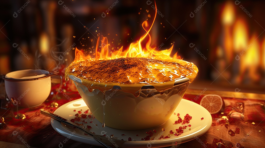 ilustração de creme brûlée