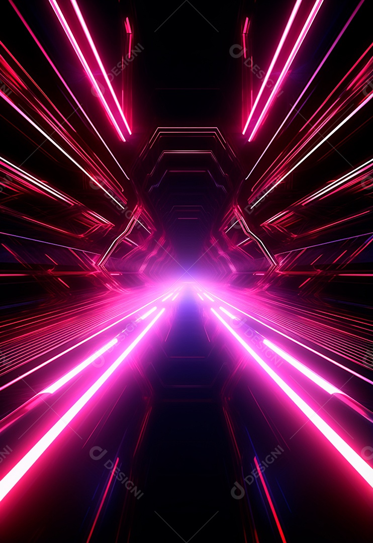 Fundo tecnológico com luzes neon para composição