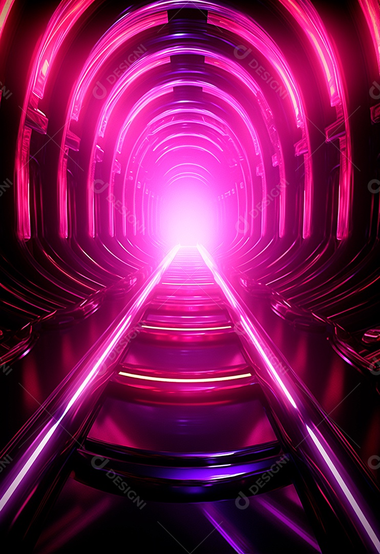 Fundo tecnológico com luzes neon para composição