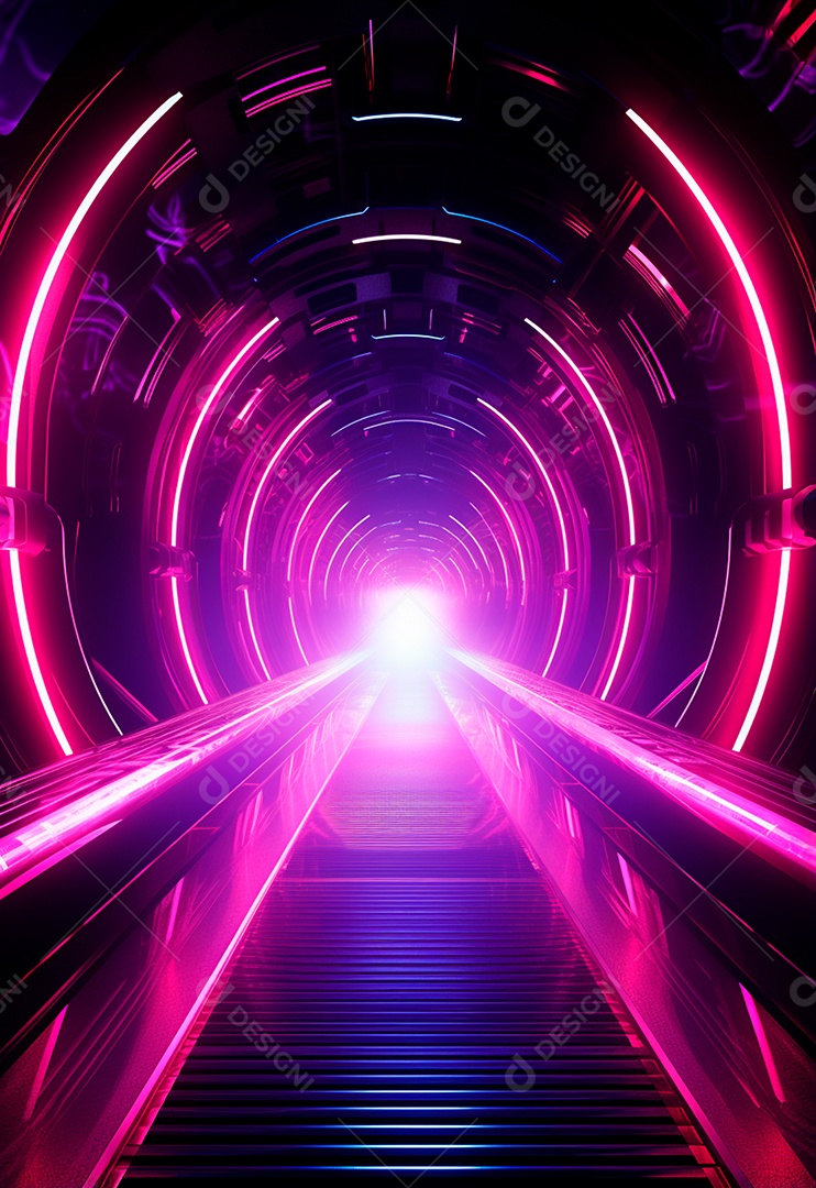 Fundo tecnológico com luzes neon para composição