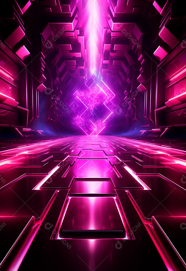 Fundo tecnológico com luzes neon para composição