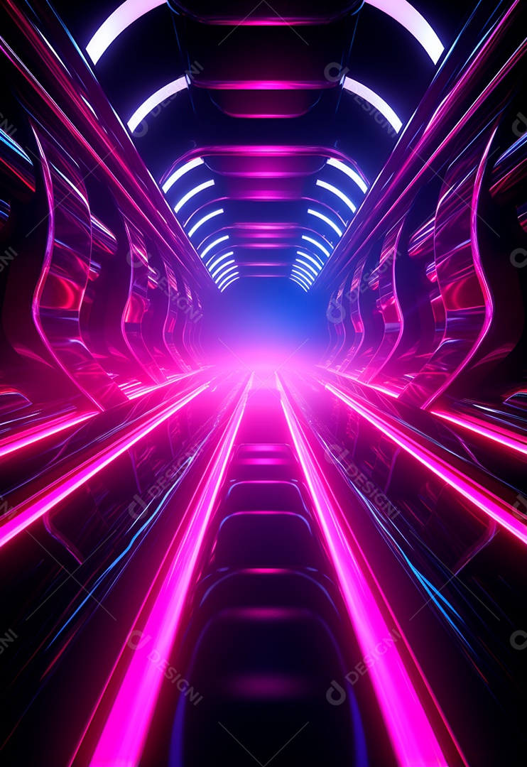 Fundo tecnológico com luzes neon para composição