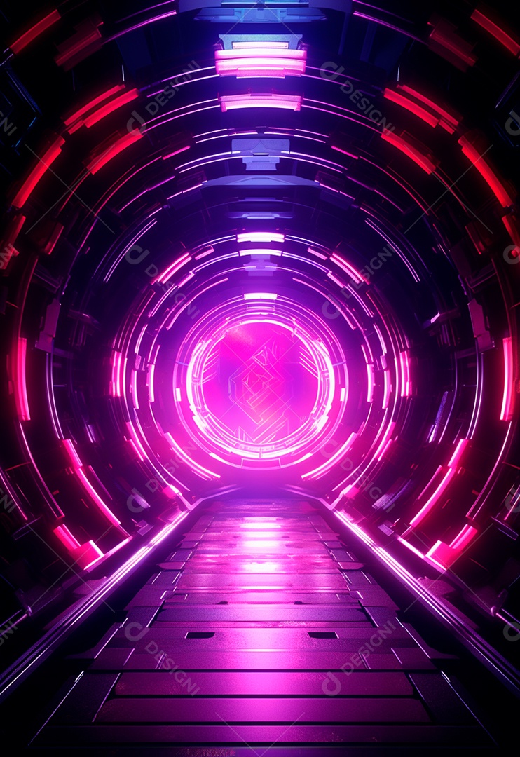 Fundo tecnológico com luzes neon para composição