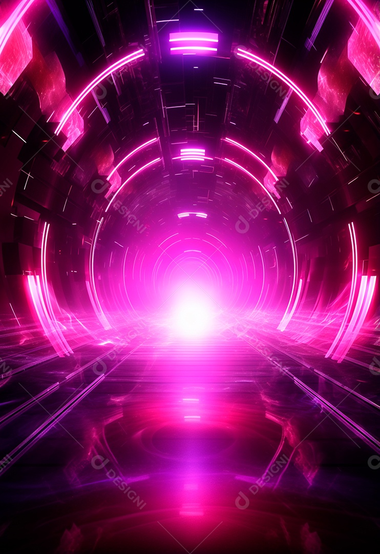 Fundo tecnológico com luzes neon para composição