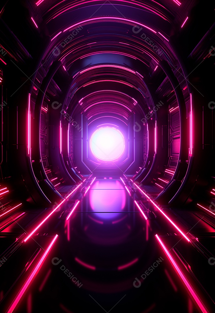 Fundo tecnológico com luzes neon para composição