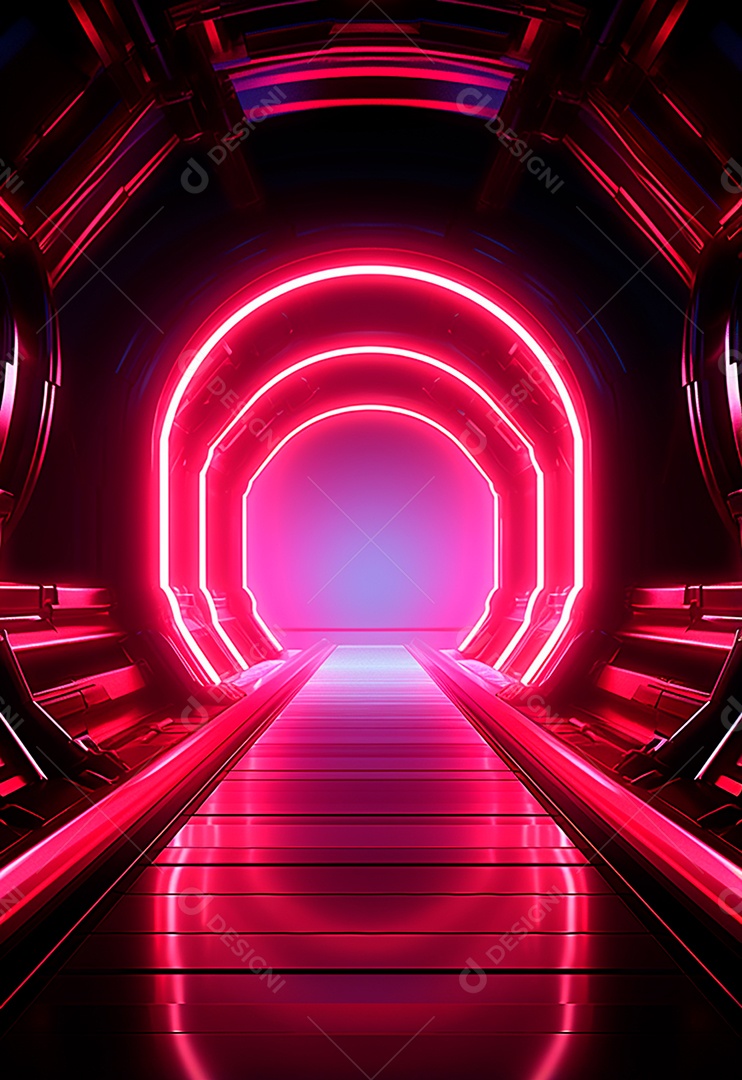 Fundo tecnológico com luzes neon para composição