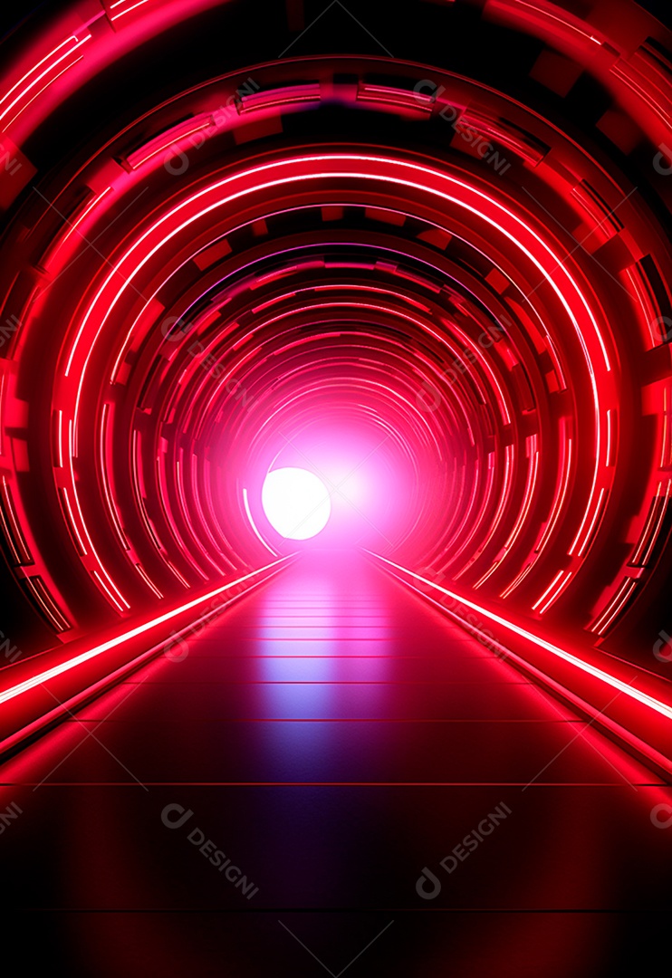 Fundo tecnológico com luzes neon para composição