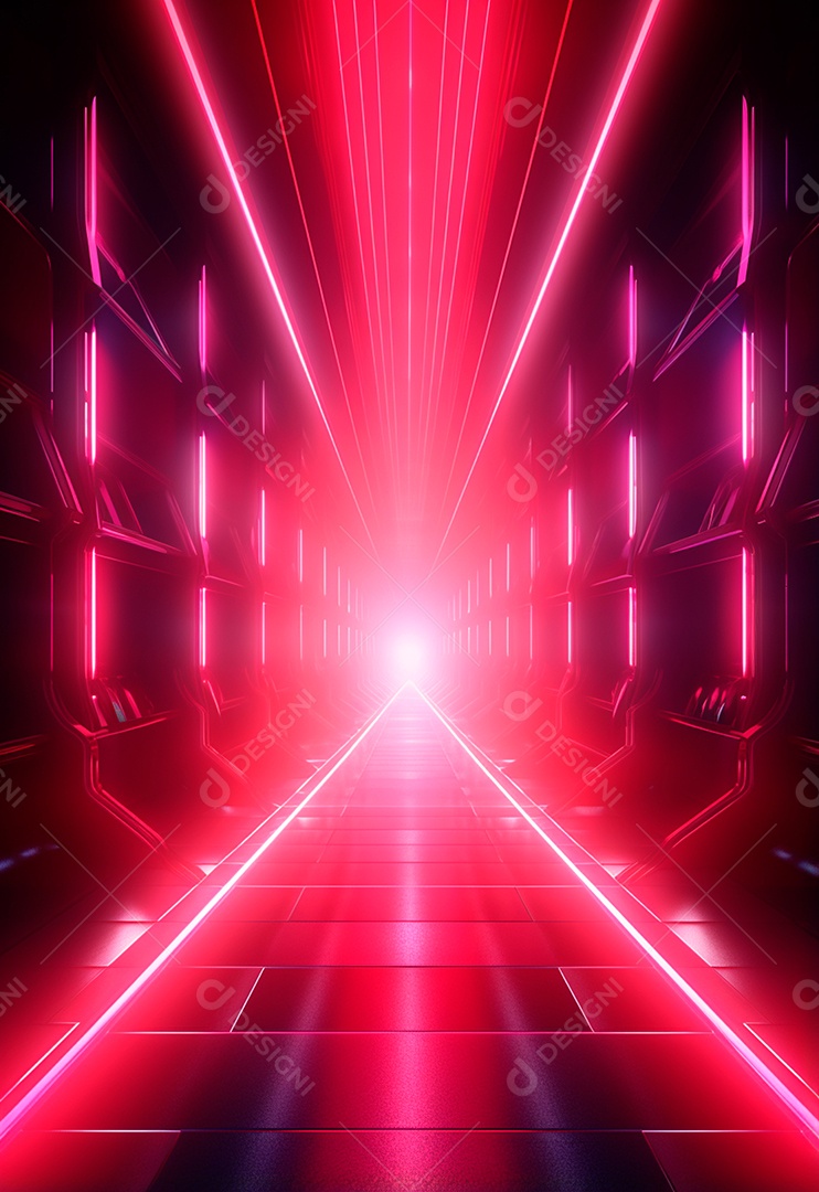 Fundo tecnológico com luzes neon para composição