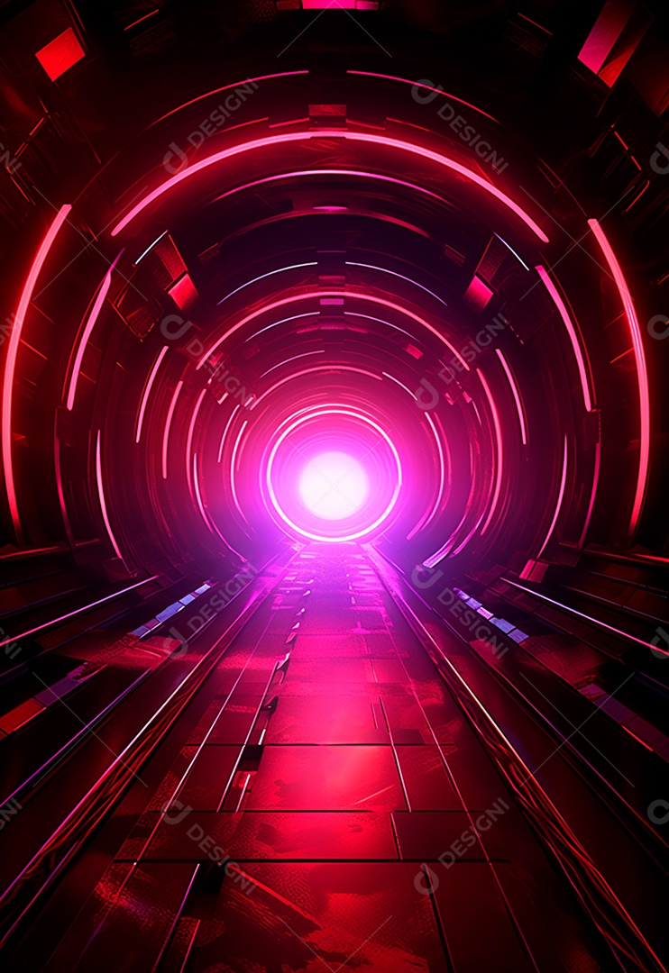 Fundo tecnológico com luzes neon para composição