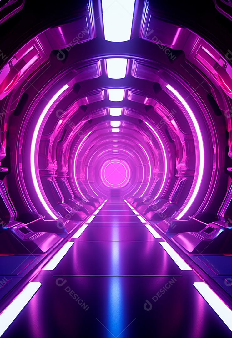 Fundo tecnológico com luzes neon para composição