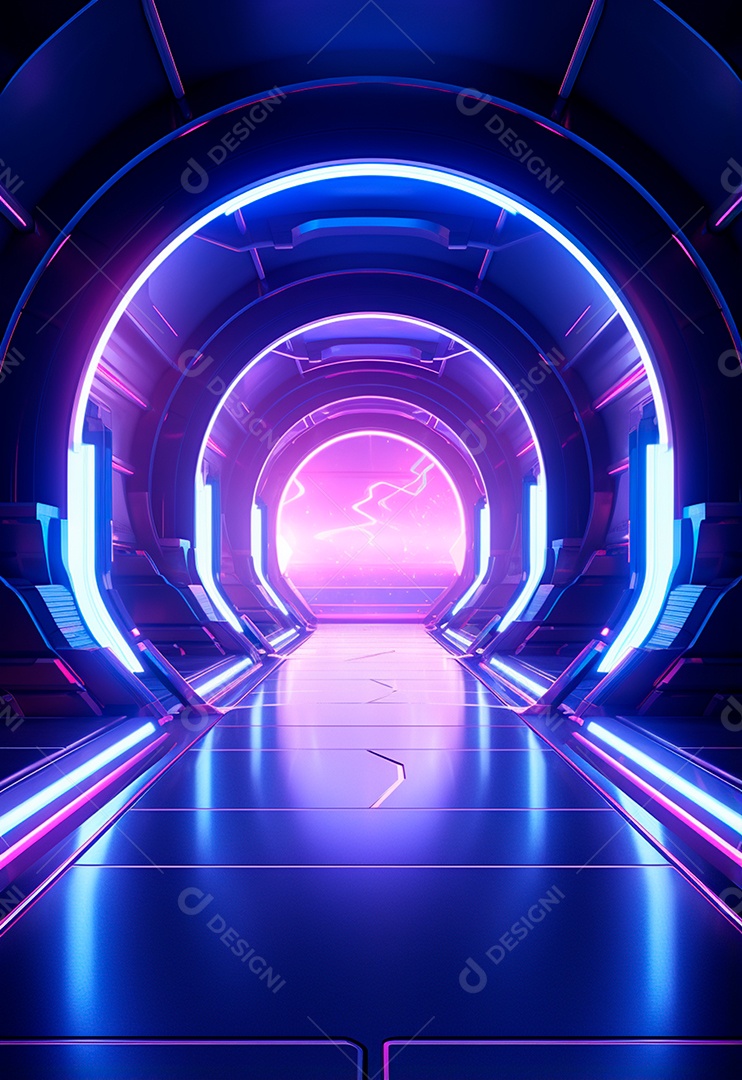 Fundo tecnológico com luzes neon para composição