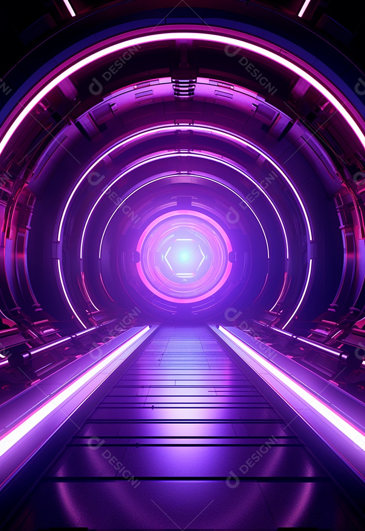 Fundo tecnológico com luzes neon para composição