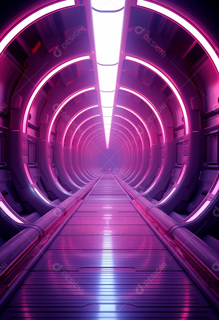 Fundo tecnológico com luzes neon para composição