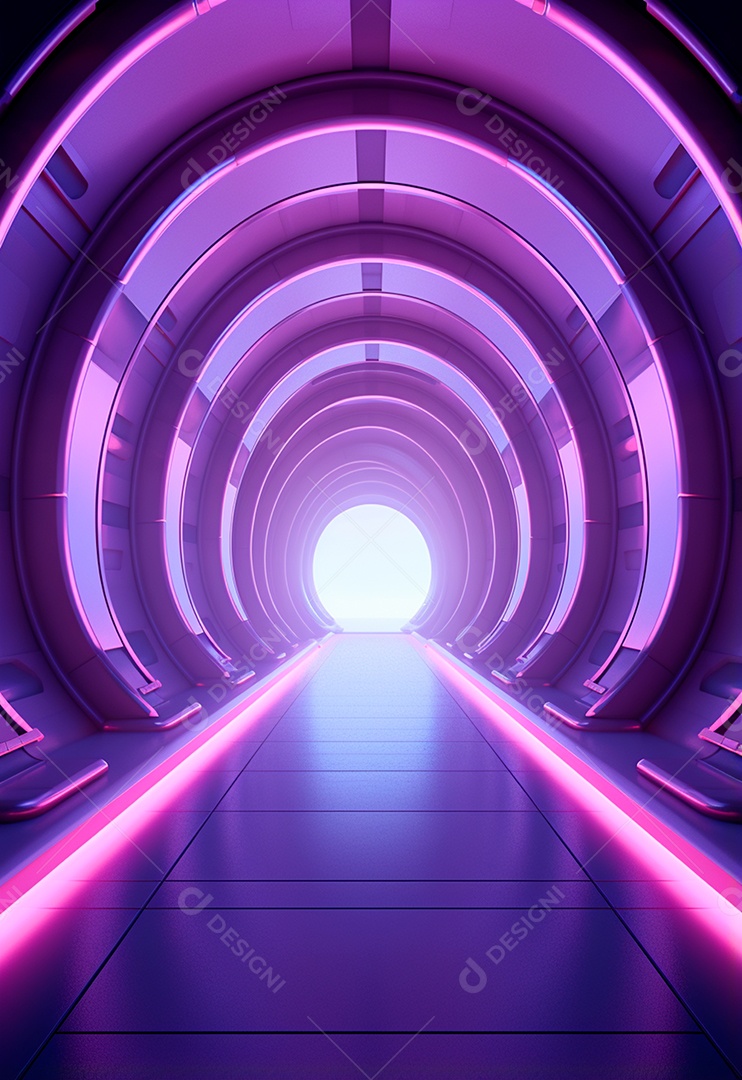 Fundo tecnológico com luzes neon para composição