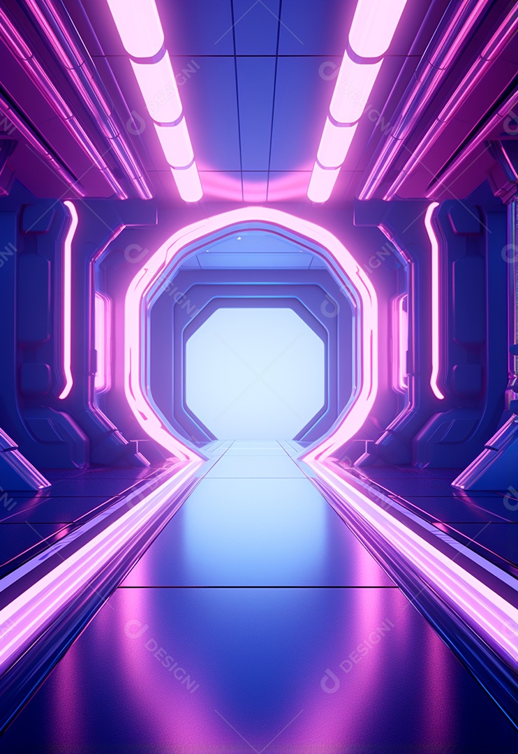 Fundo tecnológico com luzes neon para composição