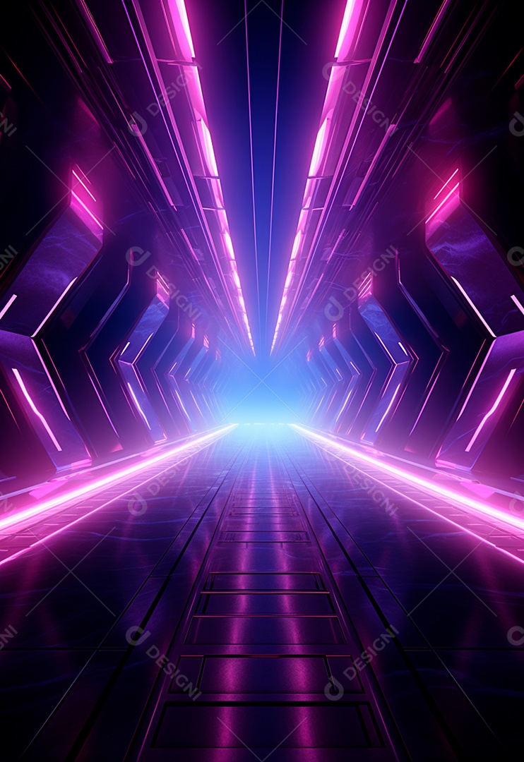 Fundo tecnológico com luzes neon para composição