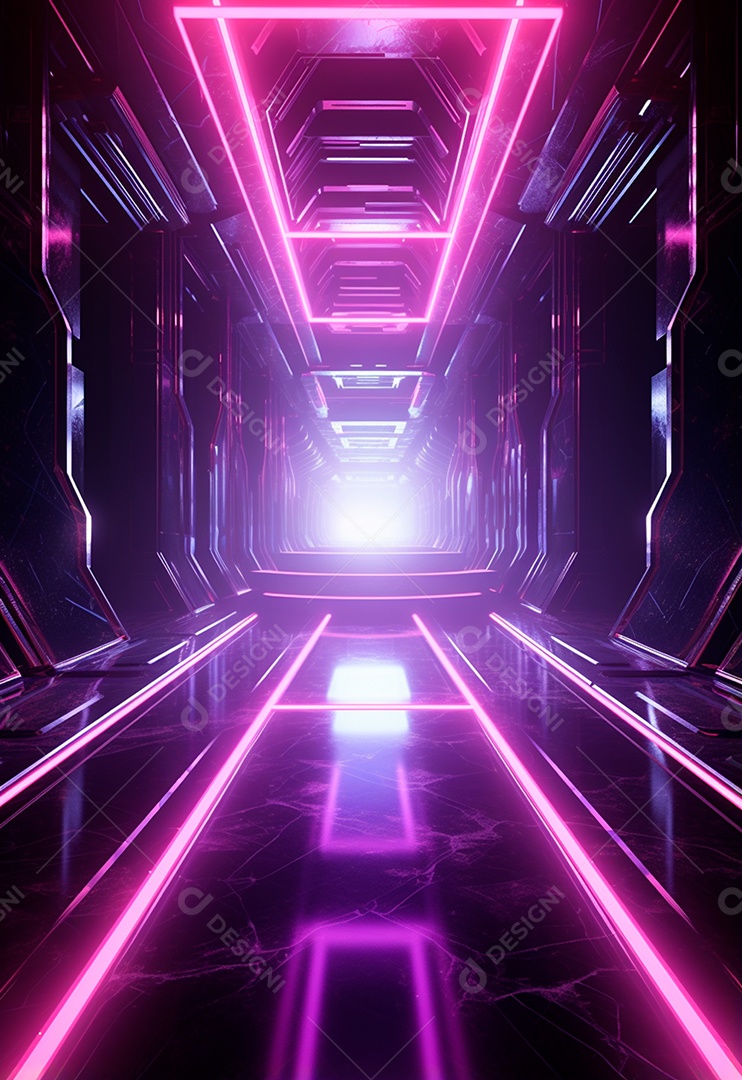 Fundo tecnológico com luzes neon para composição