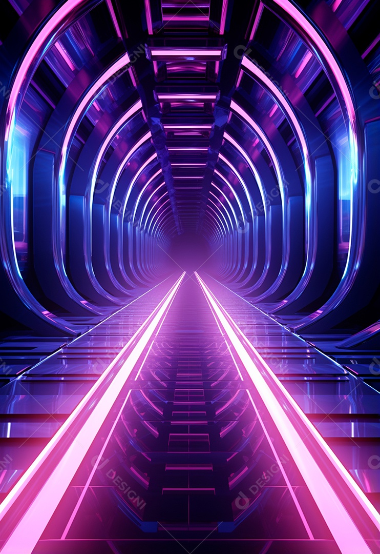 Fundo tecnológico com luzes neon para composição