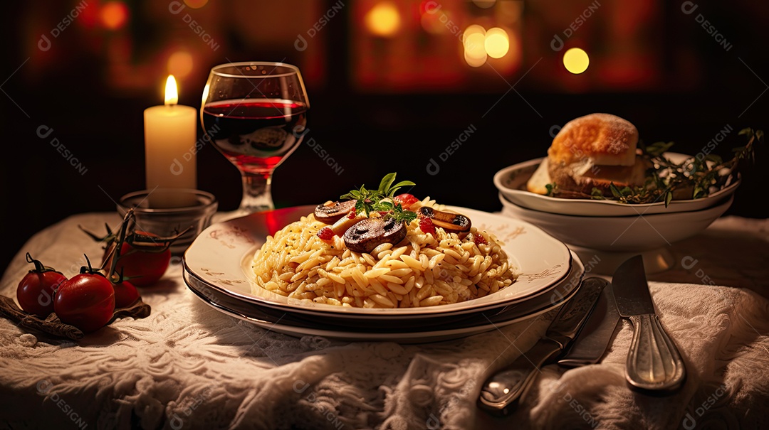 Ilustração de um risoto de cogumelos