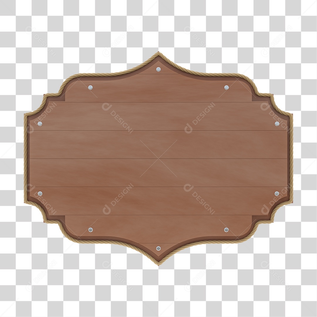 Elemento 3D Placa de Madeira Para Composição PNG Transparente