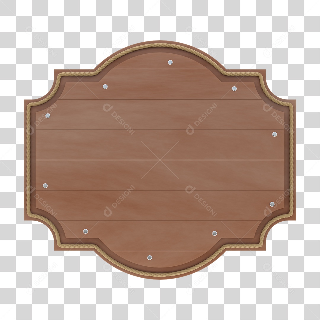 Elemento 3D Placa de Madeira Para Composição PNG Transparente