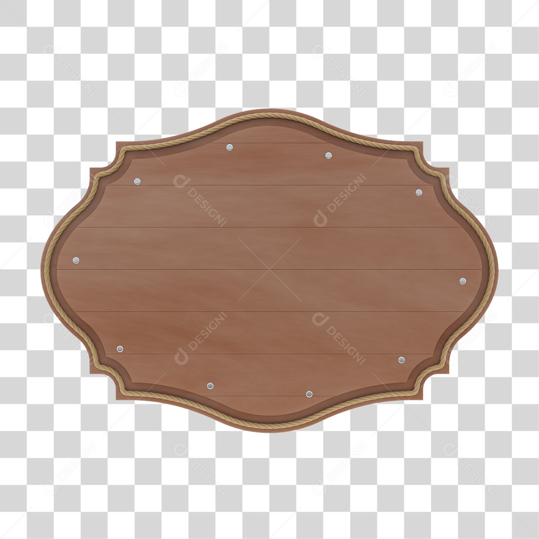 Elemento 3D Placa de Madeira Para Composição PNG Transparente
