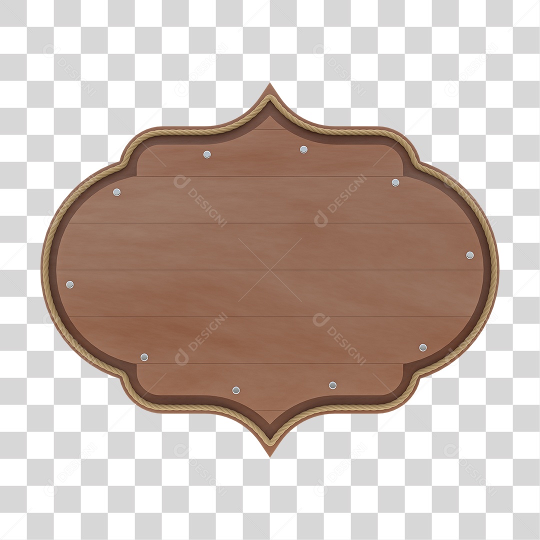 Elemento 3D Placa de Madeira Para Composição PNG Transparente