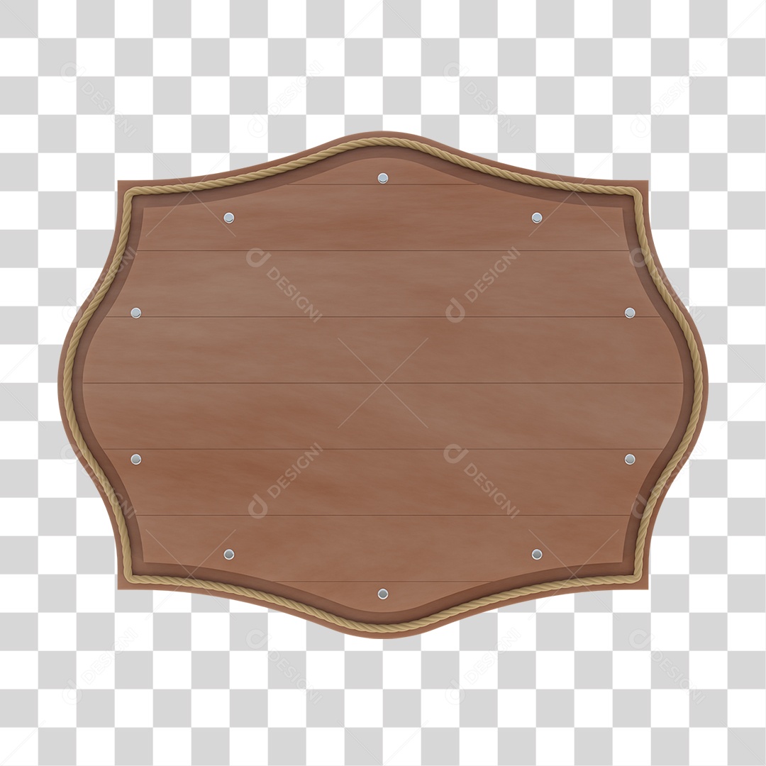 Elemento 3D Placa de Madeira Para Composição PNG Transparente