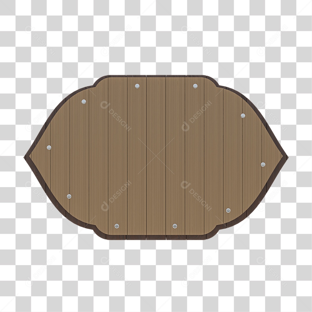 Elemento 3D Placa de Madeira Para Composição PNG Transparente