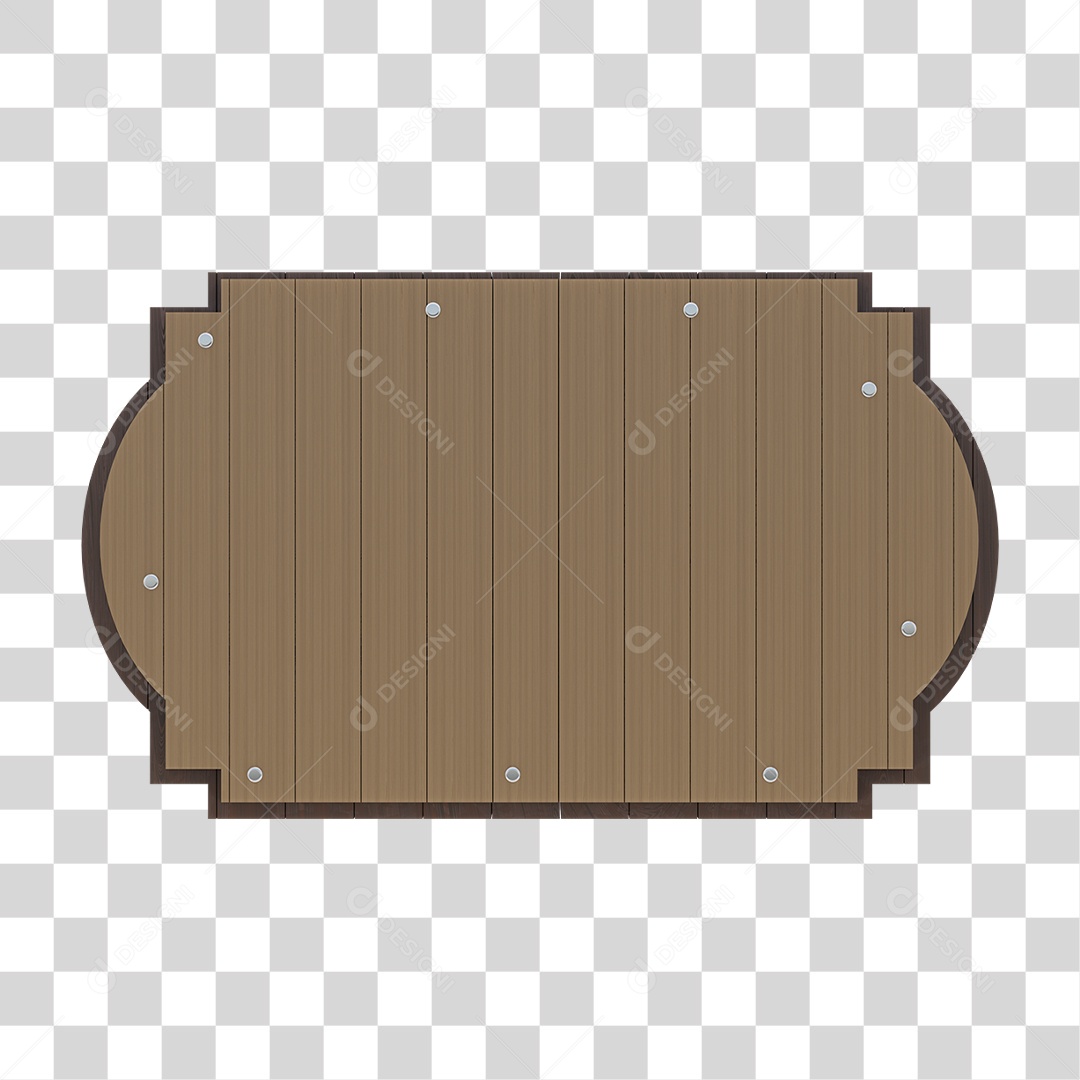 Elemento 3D Placa de Madeira Para Composição PNG Transparente