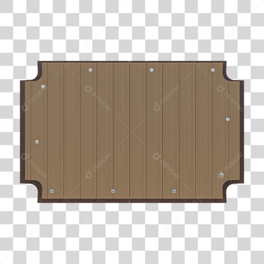 Elemento 3D Placa de Madeira Para Composição PNG Transparente