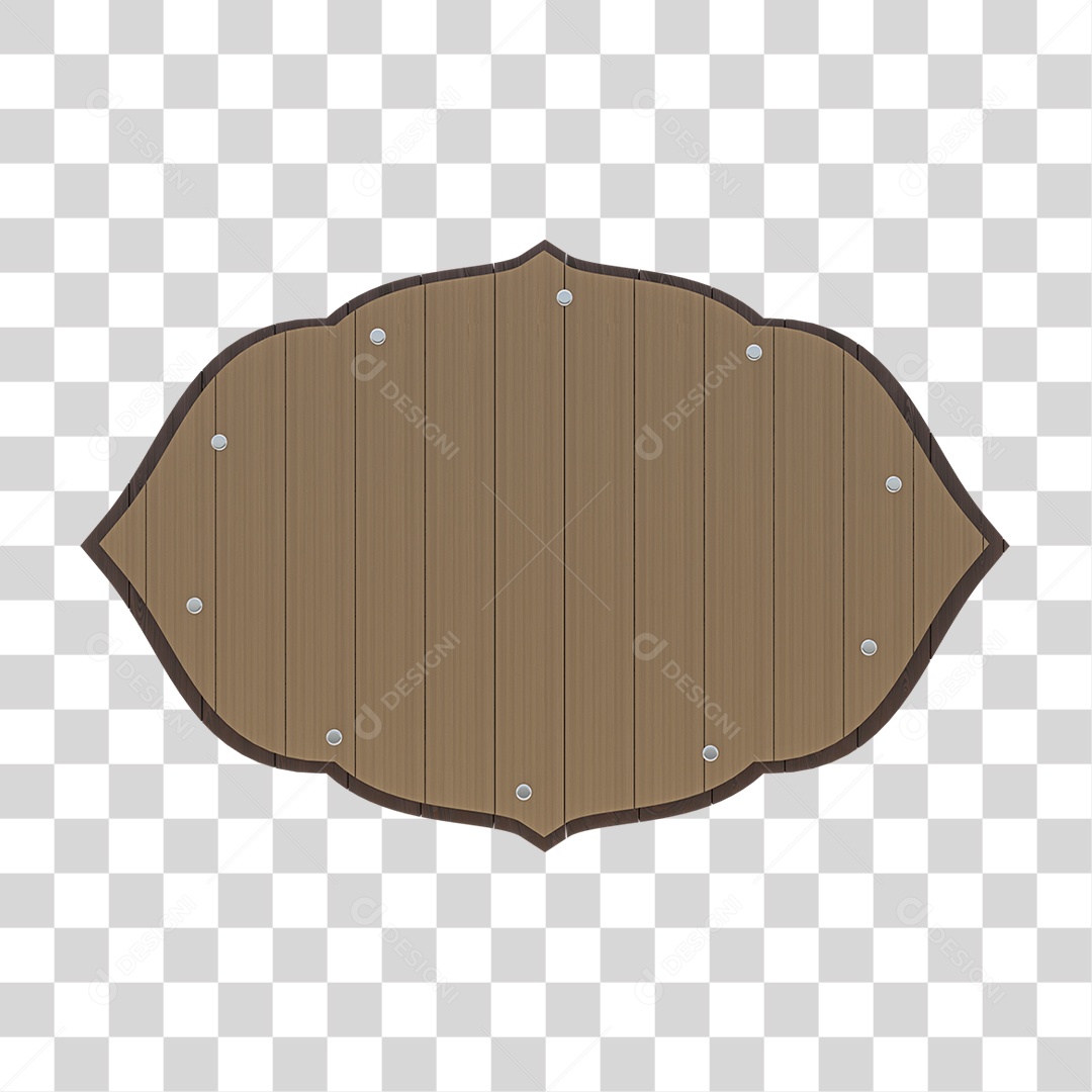 Elemento 3D Placa de Madeira Para Composição PNG Transparente