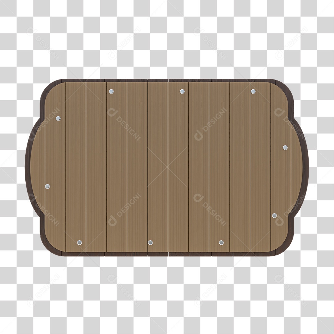 Elemento 3D Placa de Madeira Para Composição PNG Transparente