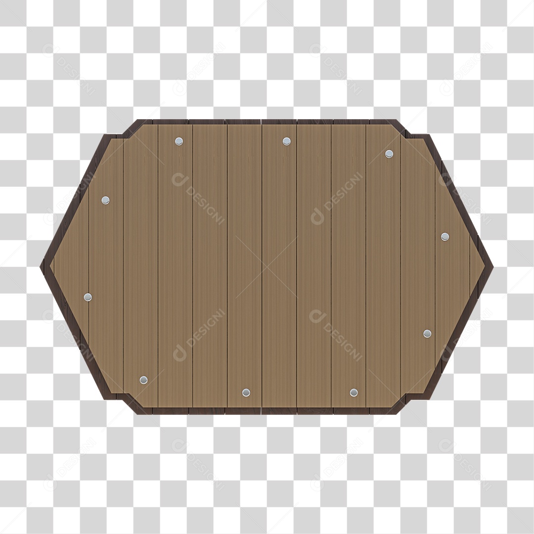 Elemento 3D Placa de Madeira Para Composição PNG Transparente