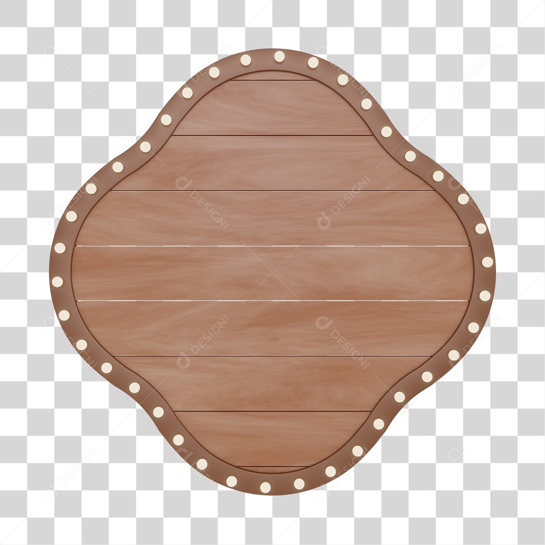 Elemento 3D Placa de Madeira Para Composição PNG Transparente