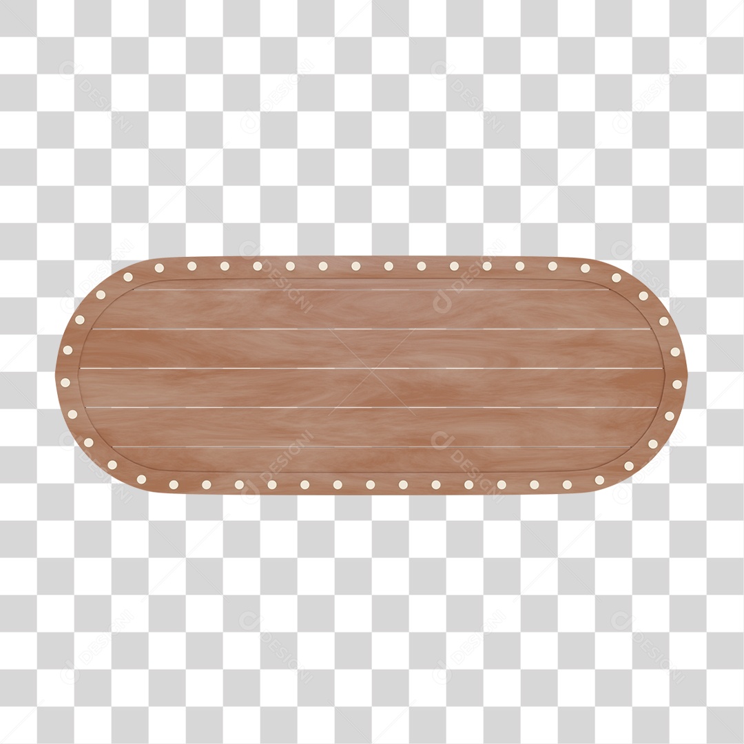 Elemento 3D Placa de Madeira Para Composição PNG Transparente