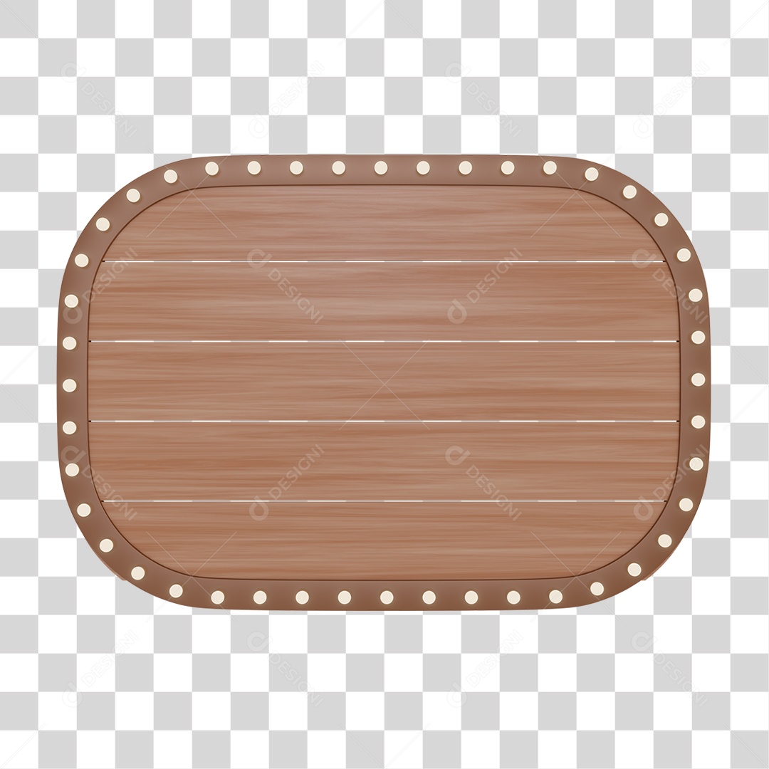 Elemento 3D Placa de Madeira Para Composição PNG Transparente