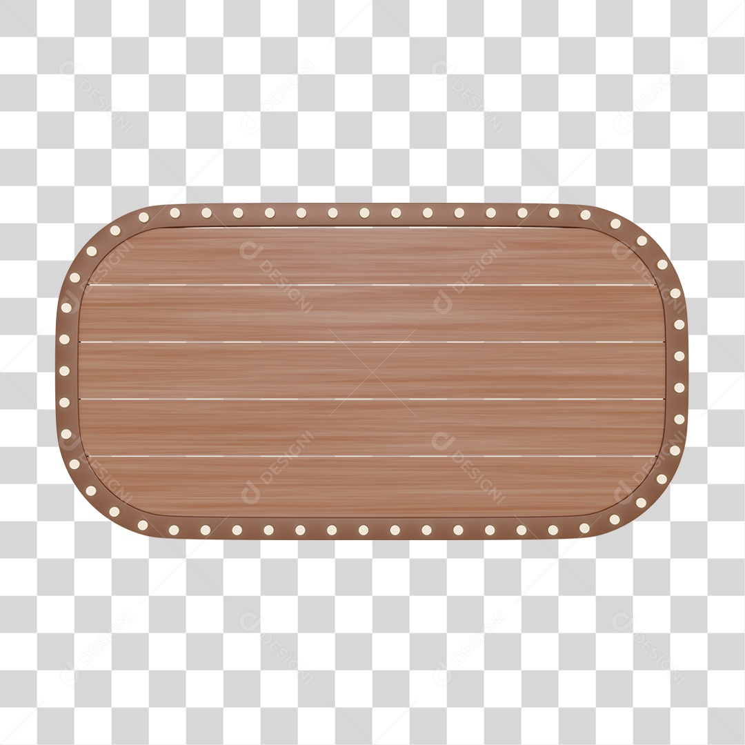 Elemento 3D Placa de Madeira Para Composição PNG Transparente