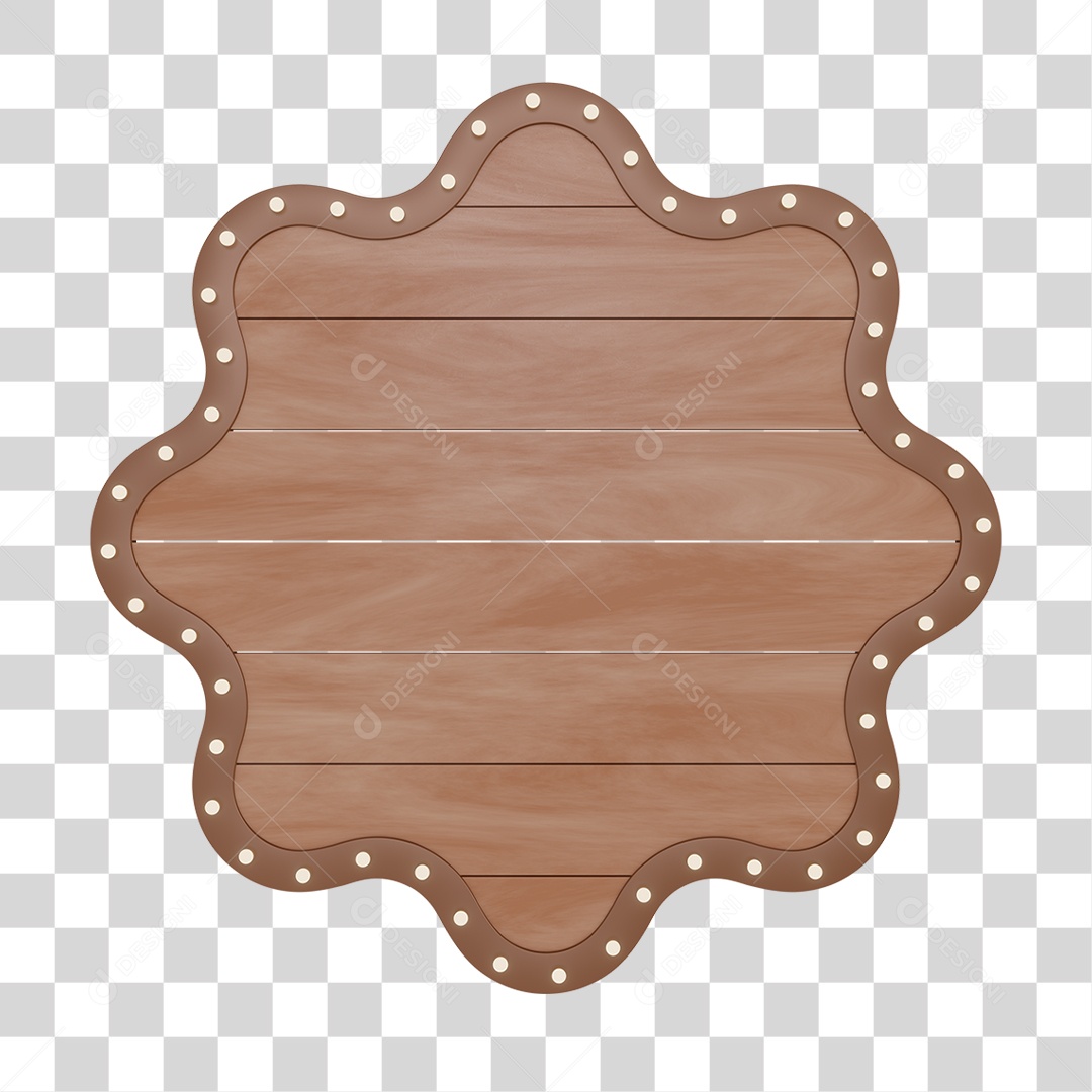 Elemento 3D Placa de Madeira Para Composição PNG Transparente
