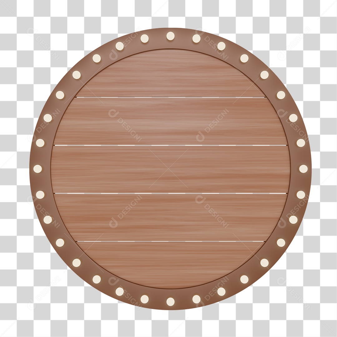Elemento 3D Placa de Madeira Para Composição PNG Transparente