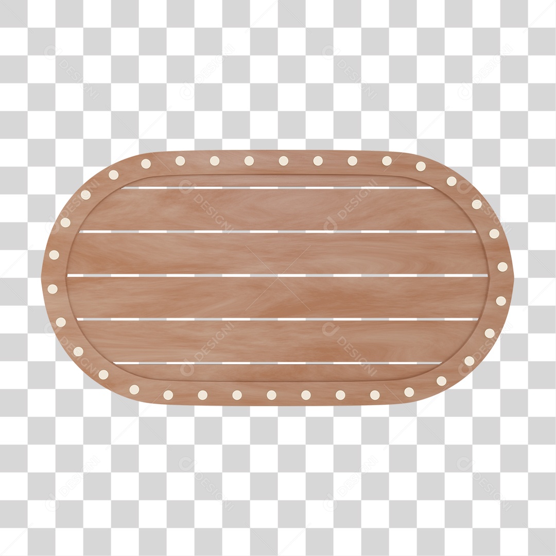 Elemento 3D Placa de Madeira Para Composição PNG Transparente
