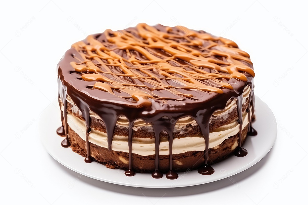 Bolo confeitado sobre fundo isolado branco