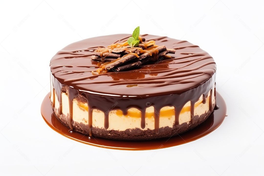 Bolo confeitado sobre fundo isolado branco