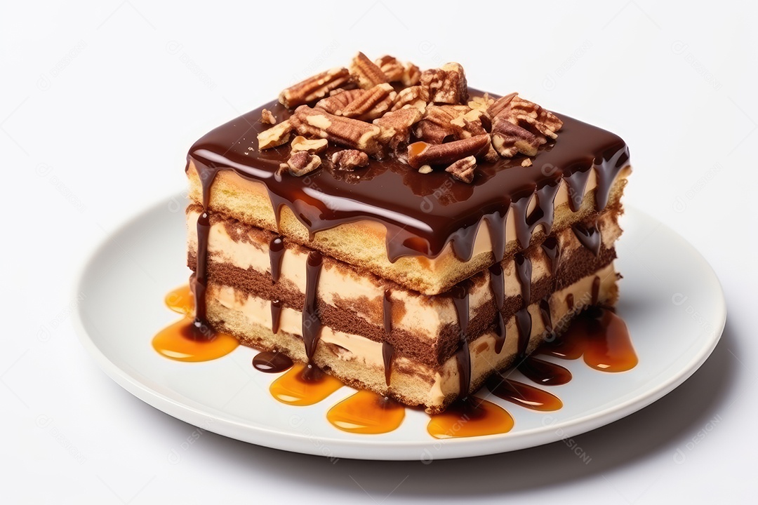 Bolo confeitado sobre fundo isolado branco