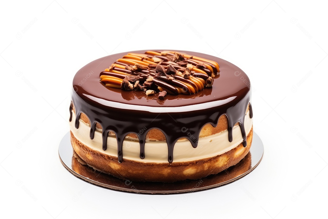 Bolo confeitado sobre fundo isolado branco