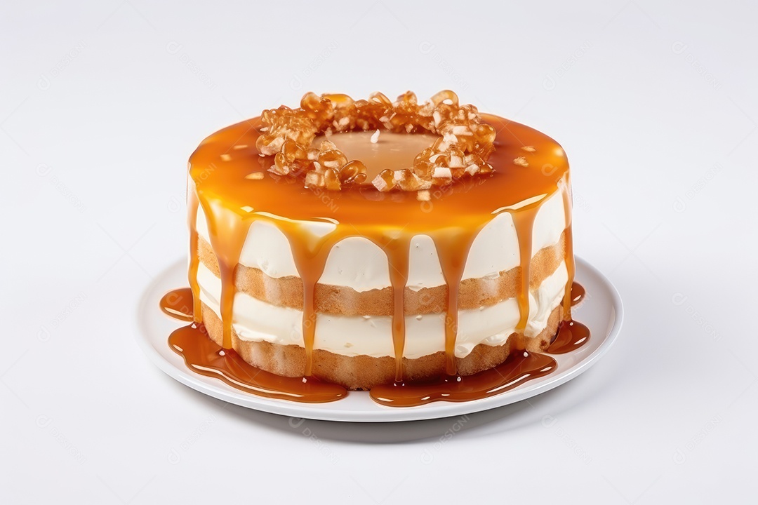 Bolo confeitado sobre fundo isolado branco