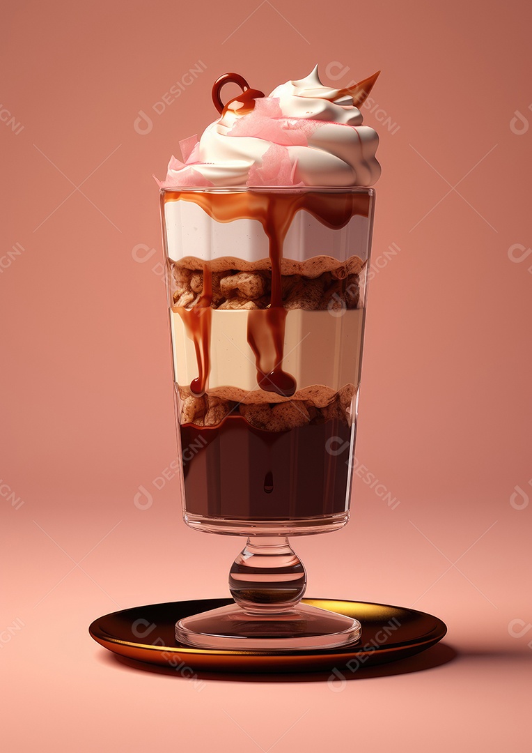 Copo de sorvete de sobre uma mesa